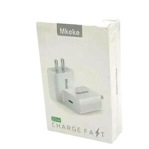Mkeke 20W USB-C Fast Charger Power Adapter for iPhone & Android - White